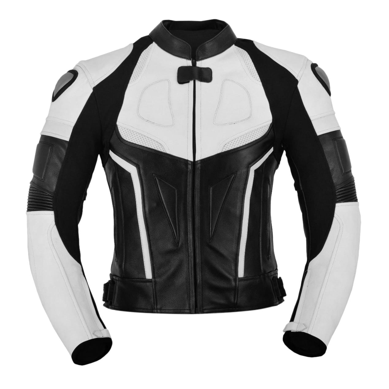 CHAQUETA CUERO PANEL BLANCO