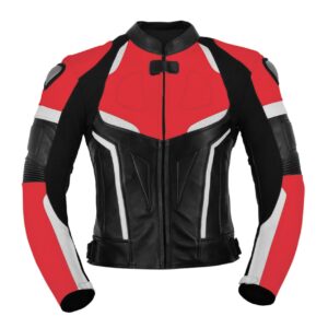 CHAQUETA CUERO PANEL ROJO