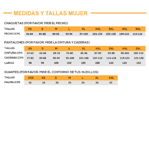guia de talles mujer
