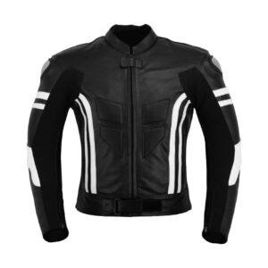 CHAQUETA CUERO RAYAS BLANCO