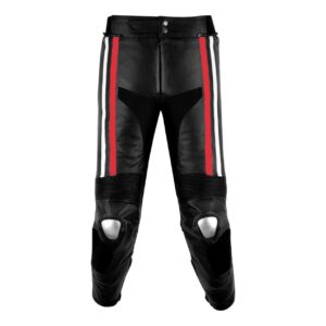 PANTALÓN CUERO RAYAS ROJO